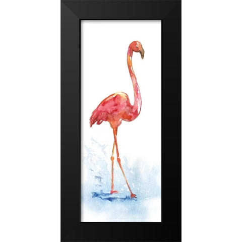 Flamingo Splash I Black Modern Wood Framed Art Print by Nan