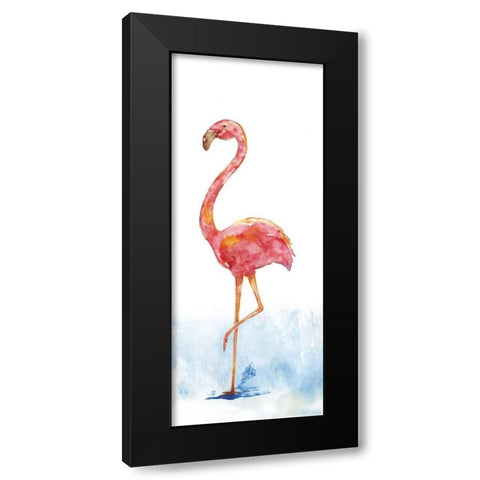 Flamingo Splash II Black Modern Wood Framed Art Print by Nan
