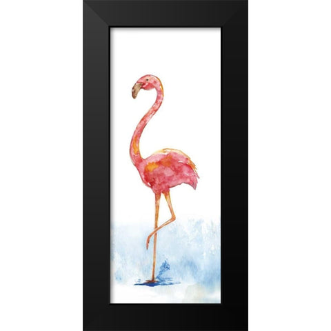 Flamingo Splash II Black Modern Wood Framed Art Print by Nan