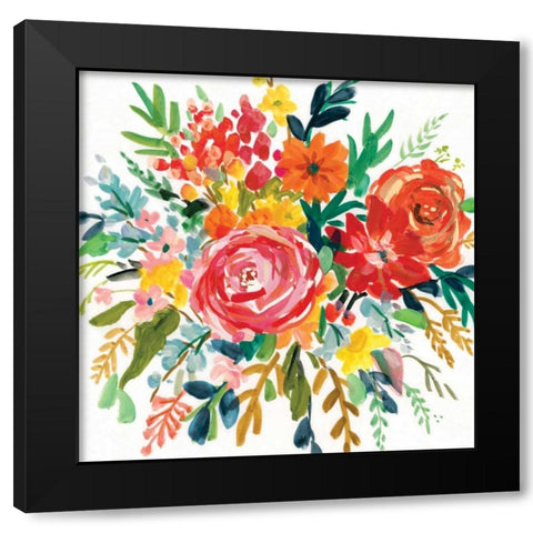 Bright Bouquet II Black Modern Wood Framed Art Print with Double Matting by Robinson, Carol