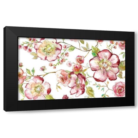 Red Berry Blooms Black Modern Wood Framed Art Print with Double Matting by Robinson, Carol