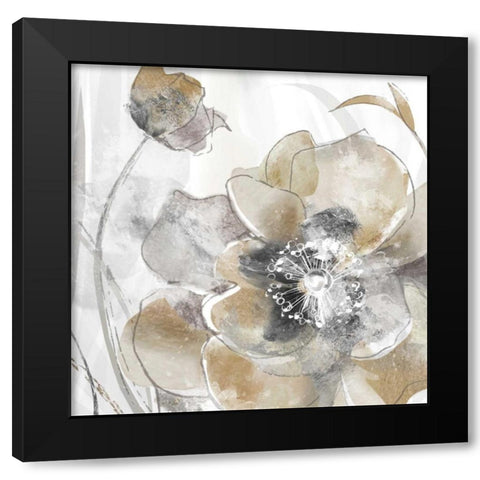 Taupe Spring Poppy Black Modern Wood Framed Art Print with Double Matting by Donovan, Maria