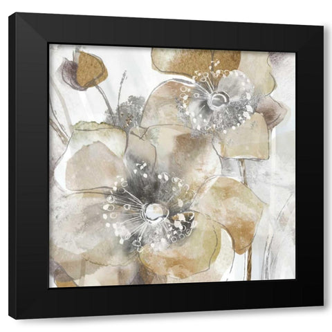 Taupe Spring Poppy Black Modern Wood Framed Art Print with Double Matting by Donovan, Maria