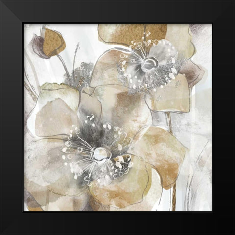 Taupe Spring Poppy Black Modern Wood Framed Art Print by Donovan, Maria