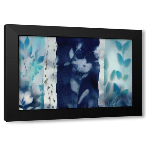 Indigo Montage Black Modern Wood Framed Art Print by Nan