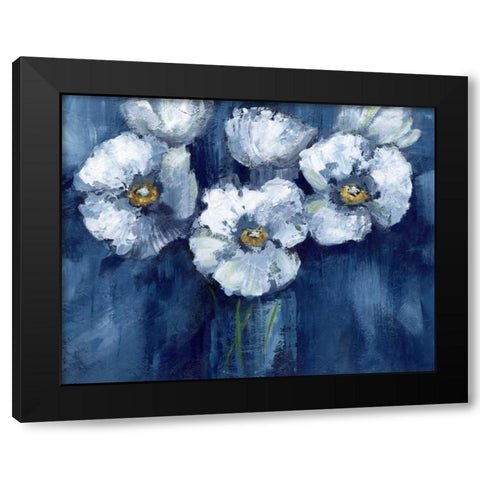 Blooming Poppies Black Modern Wood Framed Art Print by Nan