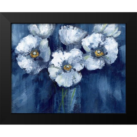 Blooming Poppies Black Modern Wood Framed Art Print by Nan