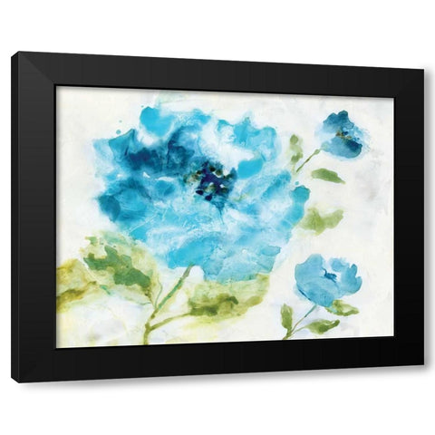 Softly Blue Black Modern Wood Framed Art Print by Nan