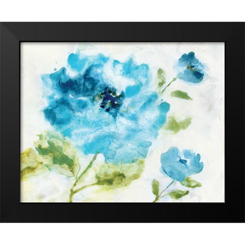 Softly Blue Black Modern Wood Framed Art Print by Nan