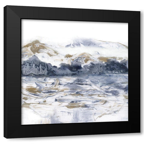 Marblescape Black Modern Wood Framed Art Print by Nan