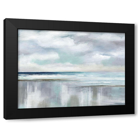 Cyan Sunrise Black Modern Wood Framed Art Print with Double Matting by Nan