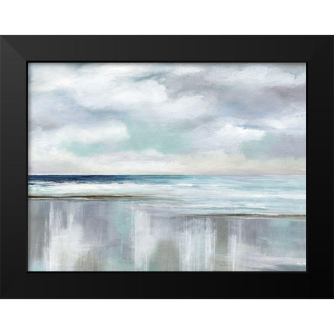 Cyan Sunrise Black Modern Wood Framed Art Print by Nan