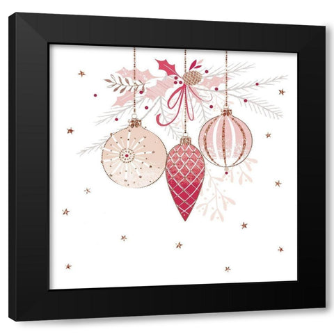 Pretty Pink Baubles Black Modern Wood Framed Art Print by Sheldon, Christine