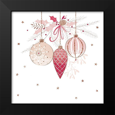 Pretty Pink Baubles Black Modern Wood Framed Art Print by Sheldon, Christine