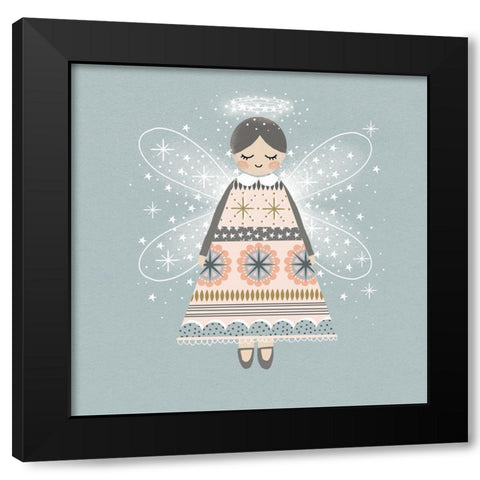 Sweet Holiday Angel Black Modern Wood Framed Art Print by Wren, Jenny