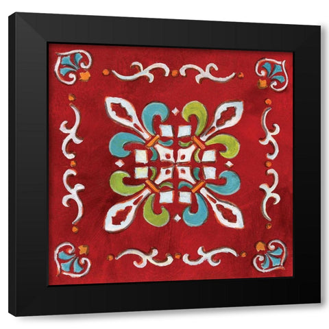 Red Bandana Mosaic Black Modern Wood Framed Art Print with Double Matting by Nan