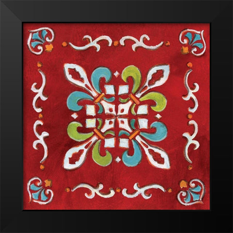 Red Bandana Mosaic Black Modern Wood Framed Art Print by Nan