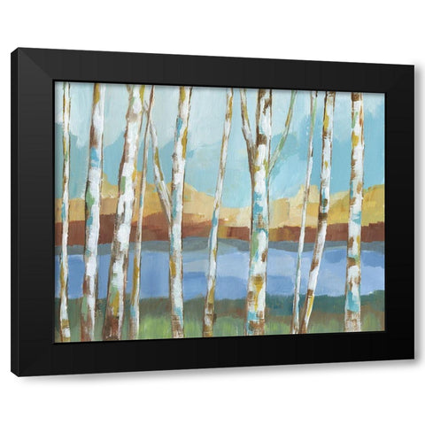 Birch Strand Black Modern Wood Framed Art Print with Double Matting by Nan