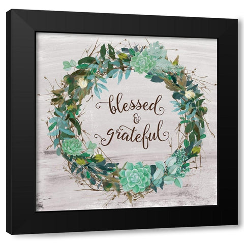 Blessed and Grateful Black Modern Wood Framed Art Print with Double Matting by Murray, Amanda