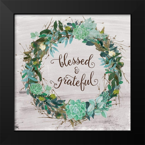 Blessed and Grateful Black Modern Wood Framed Art Print by Murray, Amanda