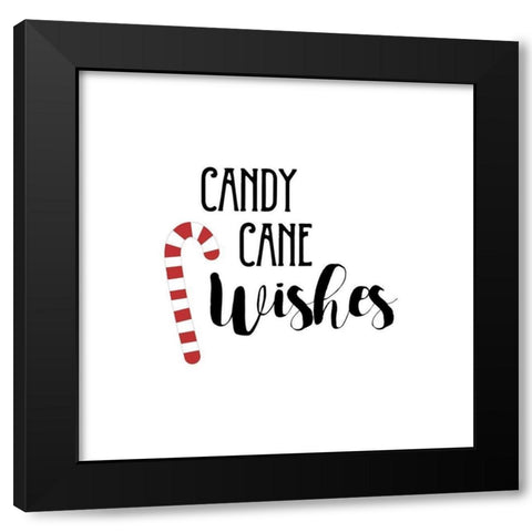 Candy Cane Wishes Black Modern Wood Framed Art Print by Murray, Amanda