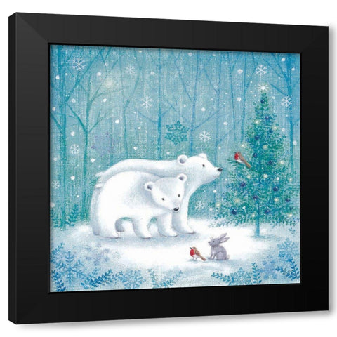 Polar Bear Christmas Black Modern Wood Framed Art Print by Cave, Joanne