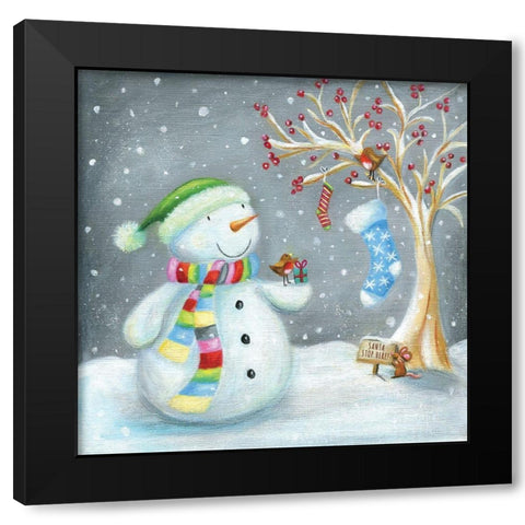 Stocking Is Hung Black Modern Wood Framed Art Print by Oakley, Ileana