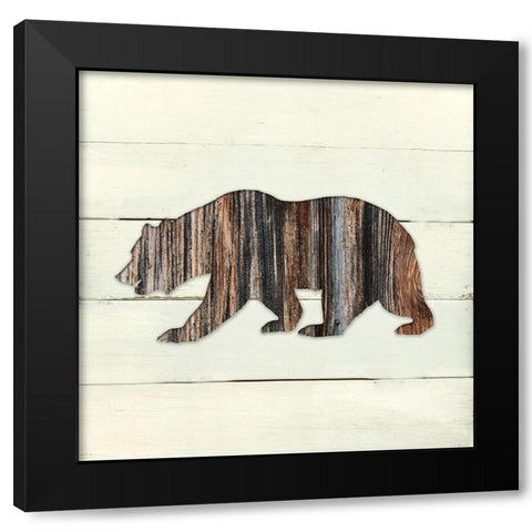 Woodland Bear Black Modern Wood Framed Art Print with Double Matting by Robinson, Carol