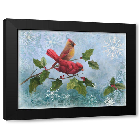 Winter Cardinal Duet I Black Modern Wood Framed Art Print by Nan