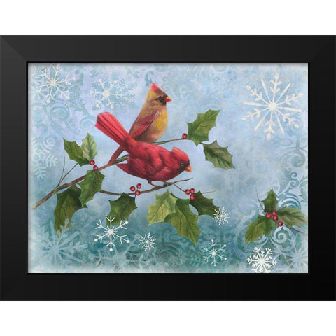 Winter Cardinal Duet I Black Modern Wood Framed Art Print by Nan