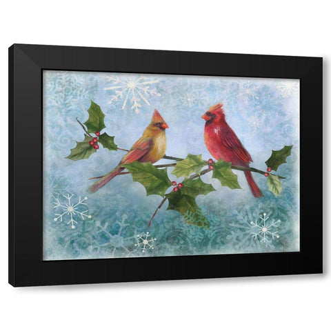 Winter Cardinal Duet II Black Modern Wood Framed Art Print by Nan