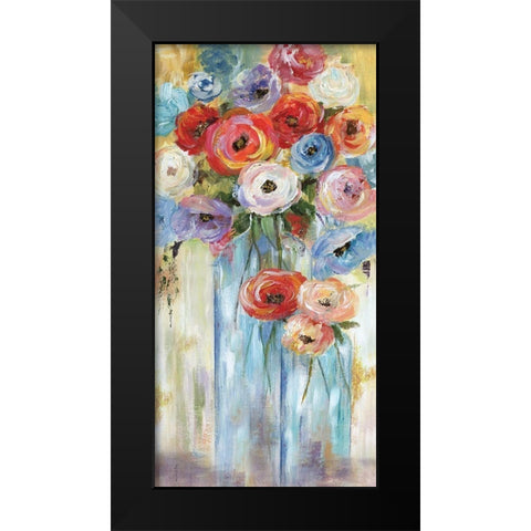 Bottles and Blooms Black Modern Wood Framed Art Print by Nan