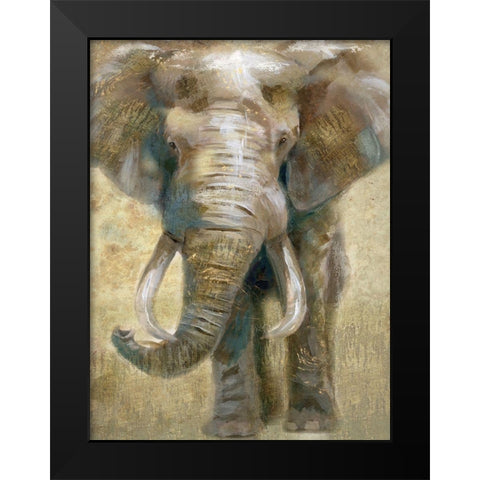 Summer Safari Elephant Black Modern Wood Framed Art Print by Nan