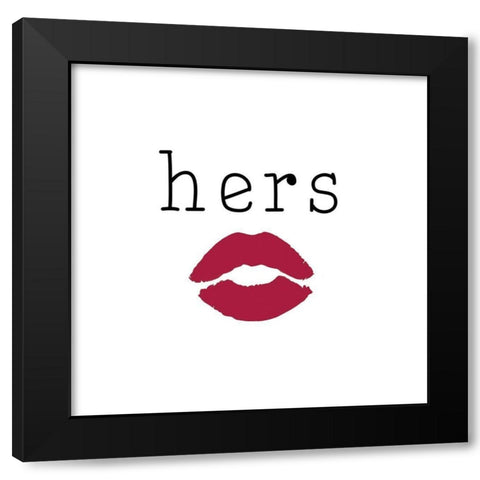 Hers Lips Black Modern Wood Framed Art Print by CAD DESIGNS