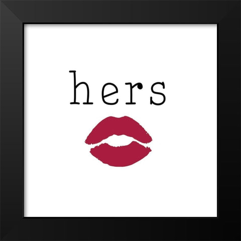 Hers Lips Black Modern Wood Framed Art Print by CAD DESIGNS