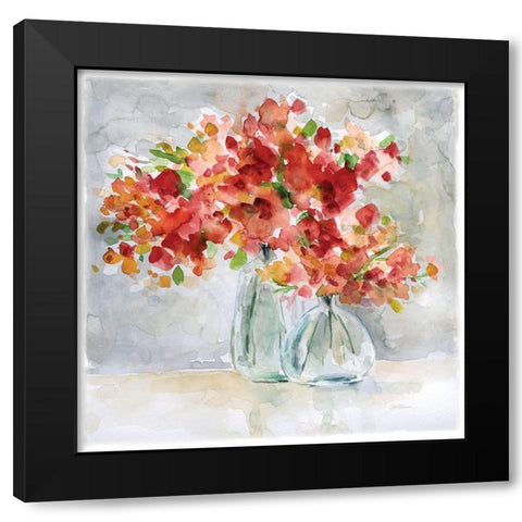 Red Arrangement Black Modern Wood Framed Art Print with Double Matting by Robinson, Carol