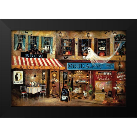 Mystical Magic Shop Black Modern Wood Framed Art Print by Manning, Ruane