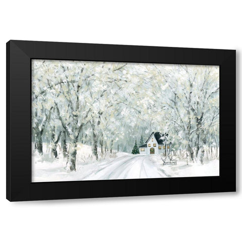 Christmas Lane Black Modern Wood Framed Art Print by Robinson, Carol