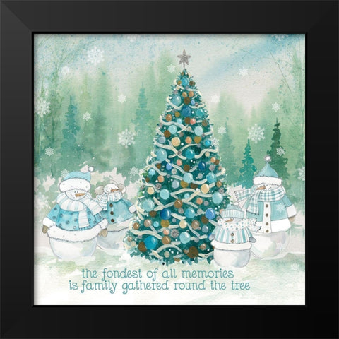 Snowman Family Black Modern Wood Framed Art Print by Robinson, Carol