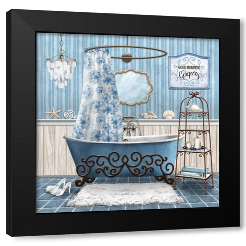 Blue Bath Retreat I Black Modern Wood Framed Art Print by Knutsen, Conrad