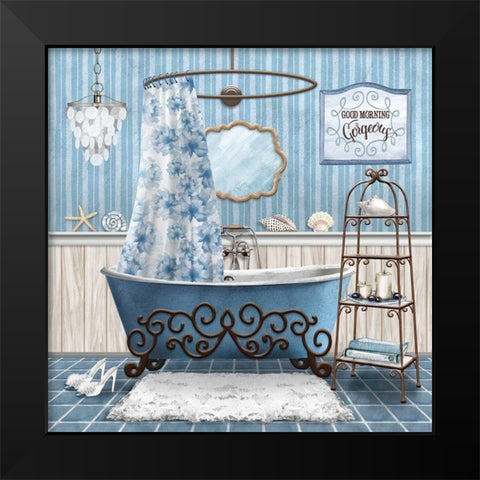 Blue Bath Retreat I Black Modern Wood Framed Art Print by Knutsen, Conrad