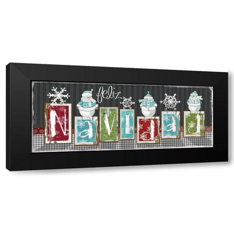 Navidad Blocks Black Modern Wood Framed Art Print with Double Matting by Robinson, Carol