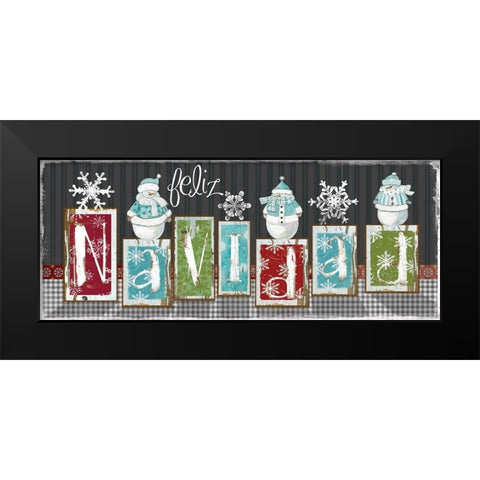 Navidad Blocks Black Modern Wood Framed Art Print by Robinson, Carol