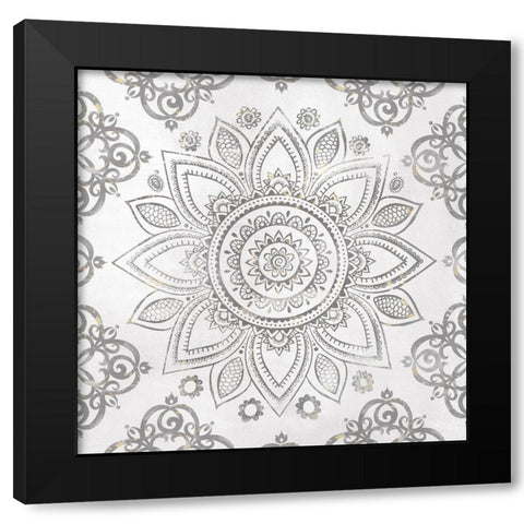 Mandala Sunburst Black Modern Wood Framed Art Print by Knutsen, Conrad