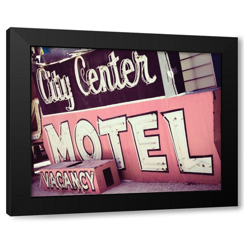 City Center Motel Black Modern Wood Framed Art Print with Double Matting by Delimont, Danita