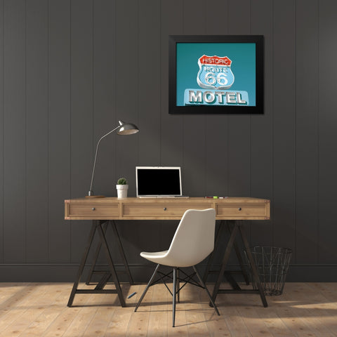 Retro Route 66 Black Modern Wood Framed Art Print by Delimont, Danita