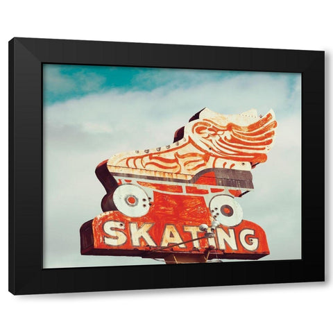 Retro Skating Black Modern Wood Framed Art Print by Delimont, Danita