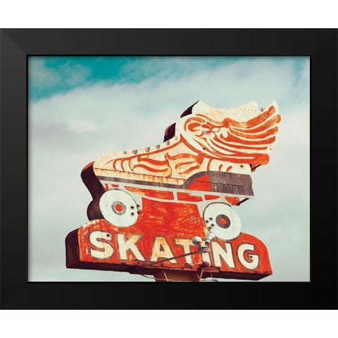 Retro Skating Black Modern Wood Framed Art Print by Delimont, Danita