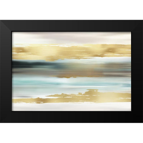 Golden Sunset Black Modern Wood Framed Art Print by Nan