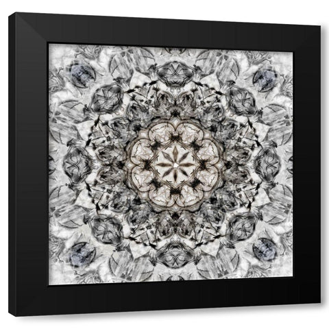 Black White Kaleidoscope Black Modern Wood Framed Art Print with Double Matting by Nan